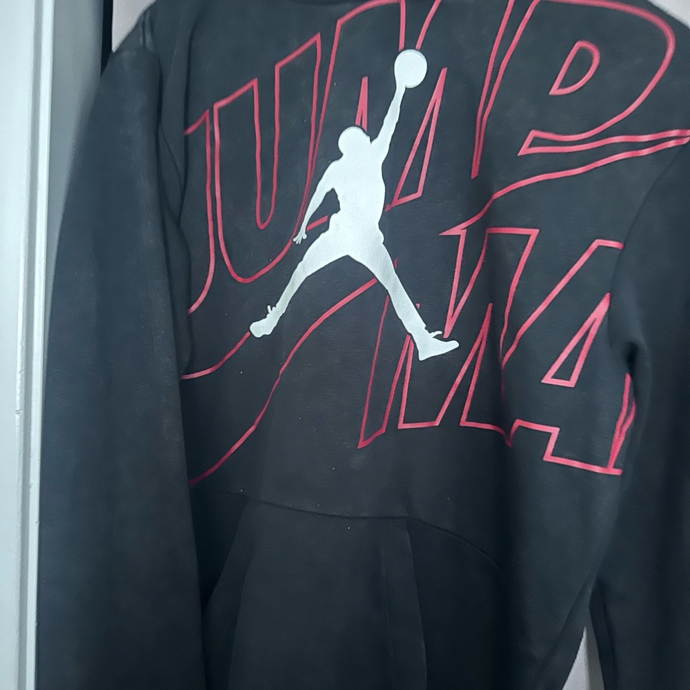 Nike Black Hoodie with Red and White Jumpman Design